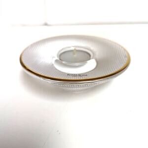 Kosta Boda Tealight Votive Candleholder Clear Gold Rim Goran Warff